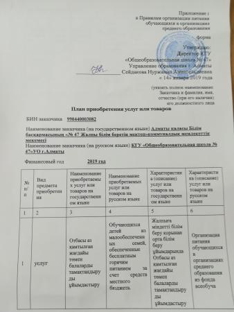 План приобретения услуг или товаров 2019 год.