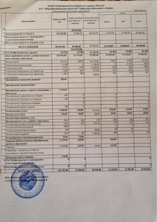 Отчет о доходах и расходах за 2 квартал 2020 года