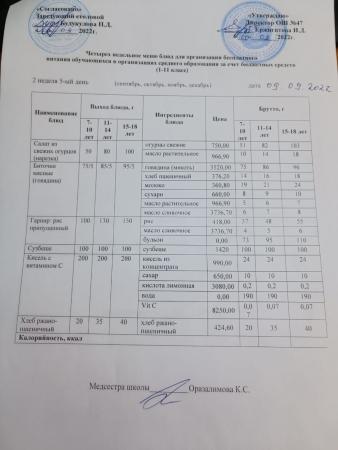 Ас мәзірі 2 апта 5- күн