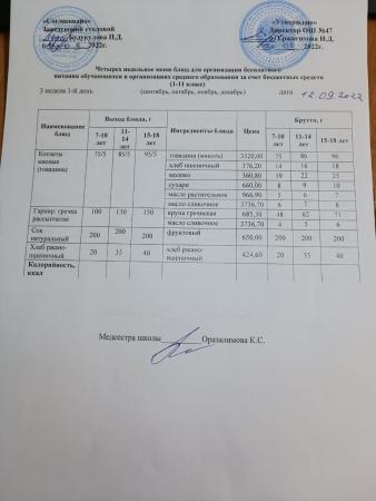 Ас мәзірі 3 апта 1-күн