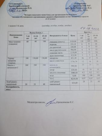 Ас мәзірі 3 апта 3-күн