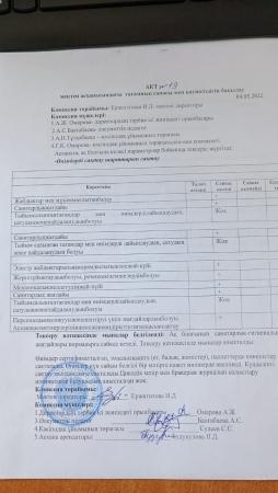 Мектеп асханасындағы тағамның сапасы мен қауіпсіздігін бақылау АКТ-сі