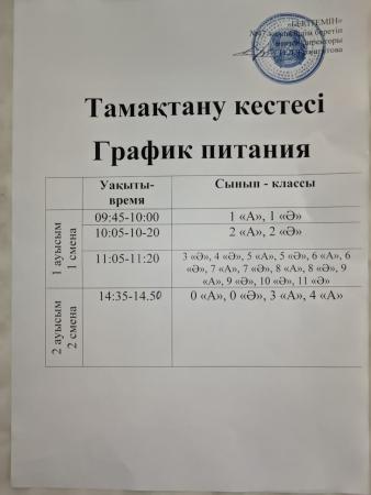 Тамақтану кестесі