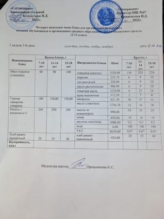 Ас мәзірі 3 апта 3-ші күн