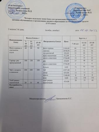 Ас мәзірі 2 апта 3 -ші күн