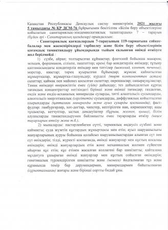 Тамақтандыру ұйымдарында (асханада)тыйым салынған өнімдер